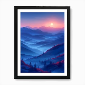 Sunset In The Mountains 19 Art Print