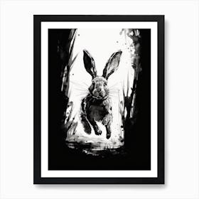 Rabbit Prints Black And White Ink 3 Art Print