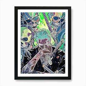 Skull And Swordsman Anime Art Art Print