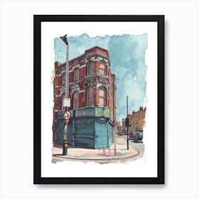 Hackney London Borough   Street Watercolour 12 Art Print