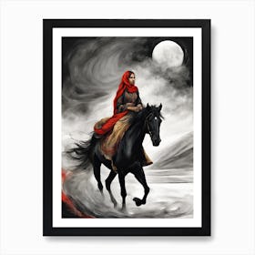 Woman Riding A Horse 4 Art Print