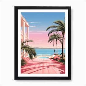 An Illustration In Pink Tones Of Palm Beach Sydney Australia 2 Art Print