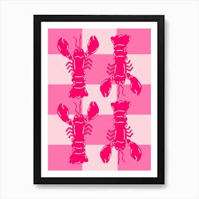 Lobster Tile Pink On Pink Poster