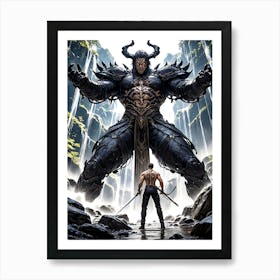 Barbarian Warrior vs Demon Art Print #9 Poster