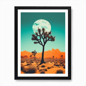 Joshua Tree In Desert In Gold And Black (1) Art Print