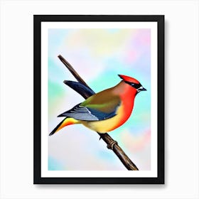 Cedar Waxwing Watercolour Bird Art Print