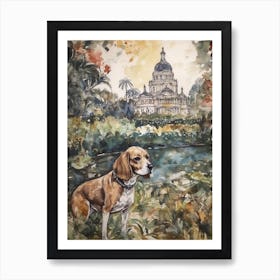 Painting Of A Dog In Kew Gardens, United Kingdom In The Style Of Watercolour 04 Art Print