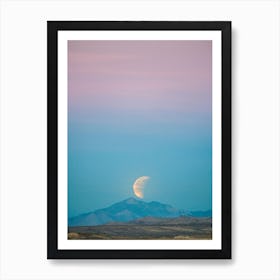 The Super Blue Blood Moon Eclipse California Trona Pinnacles Desert Art Print