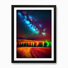 Colorful Landscape With Milky Way Art Print