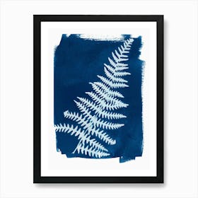 Fern Leaf Botanical Vintage Cyanotype Blue Art Print