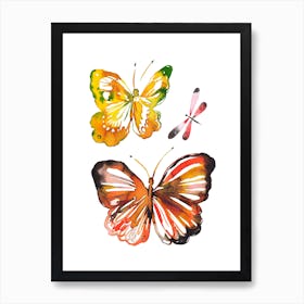 Butterfly Dragonfly Watercolour Art Print