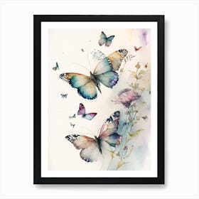 Butterflies Flying In The Sky Watercolour Ink 4 Art Print