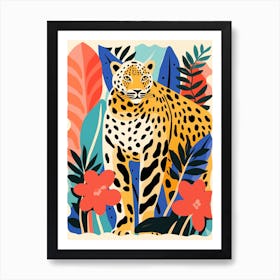 Colorful Matisse-style Leopard In the Jungle Art Print