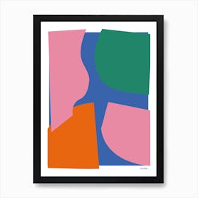 Collage Pink Green Blue Orange Bright Graphic Abstract Art Print