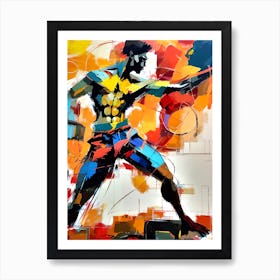 Abstract Figurative Art Print Mixed Media Dynamic Pose Vibrant Colors High (1) (1) Art Print