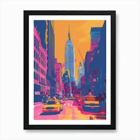 Manhattan New York Colourful Silkscreen Illustration 1 Art Print