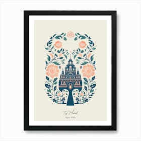 Taj Mahal   Agra, India   Cute Botanical Illustration Travel 4 Poster Art Print