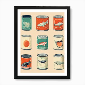 Vintage Tinned Fish, Sardines Illustration 3 Art Print