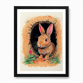 Rabbit In A Hole 1 Art Print