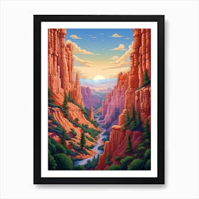Canyon Landscape Pixel Art 3 Art Print