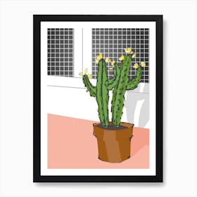 Blooming Cactus I Art Print