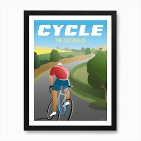 Cycle The Cotswolds Vintage Style Art Print