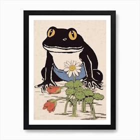 Frog In The Garden,  Matsumoto Hoji Inspired Japanese 9 Art Print