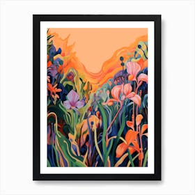 Boho Wildflower Painting Wild Iris 3 Art Print