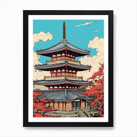 Asakusa Shrine, Japan Vintage Travel Art 2 Art Print