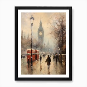 Vintage Winter Painting London England 2 Art Print
