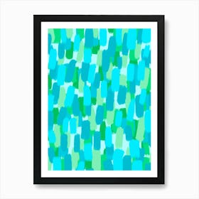 Blue and Green Abstract Brush Stroke Effect Art Print