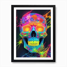 Neon Iridescent Skull Painting (9) Art Print