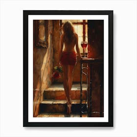 Girl With A Glass Of Wine 10 Art Print