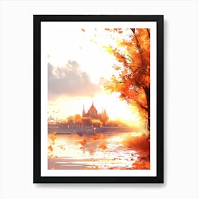 Autumn Leaves On The River Art Print