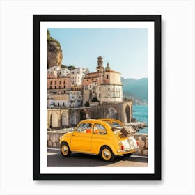 Yellow Fiat 500 Art Print