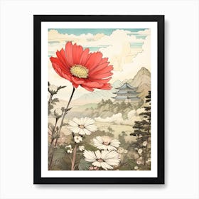 Hanagasa Japanese Florist Daisy 2 Japanese Botanical Illustration Art Print