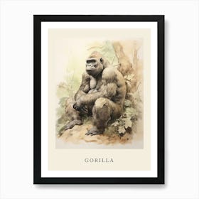 Beatrix Potter Inspired  Animal Watercolour Gorilla 2 Art Print