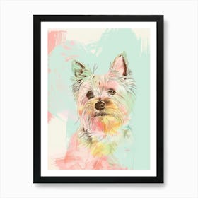 Yorkshire Terrier Dog Pastel Line Painting 2 Art Print