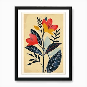 Botanical Tropical Leaves Groovy 3 Art Print