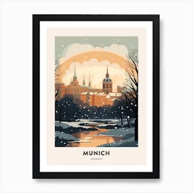 Winter Night  Travel Poster Munich Germany 1 Art Print