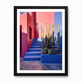 Cacti On Indigo Blue Wall Summer Photography Art Print