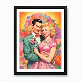 Valentines Day Vintage Couple Kitsch 1 Art Print