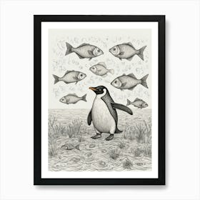 Penguins And Fish Art Print