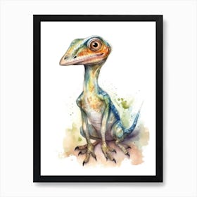 Coelophysis Cute Dinosaur Watercolour 2 Art Print