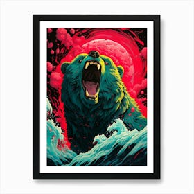 Bear In The Water 4 Art Print