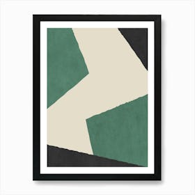 Minimalist Abstract Graphic Edge - Deep Forest Green Black Art Print