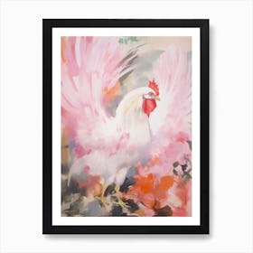 Pink Ethereal Bird Painting Rooster 1 Art Print