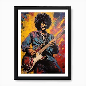 Jimi Hendrix Colourful 6 Art Print