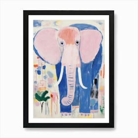 Playful Illustration Of Elephant For Kids Room 3 Art Print