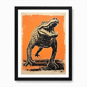 Alligator, Woodblock Animal Drawing 2 Art Print